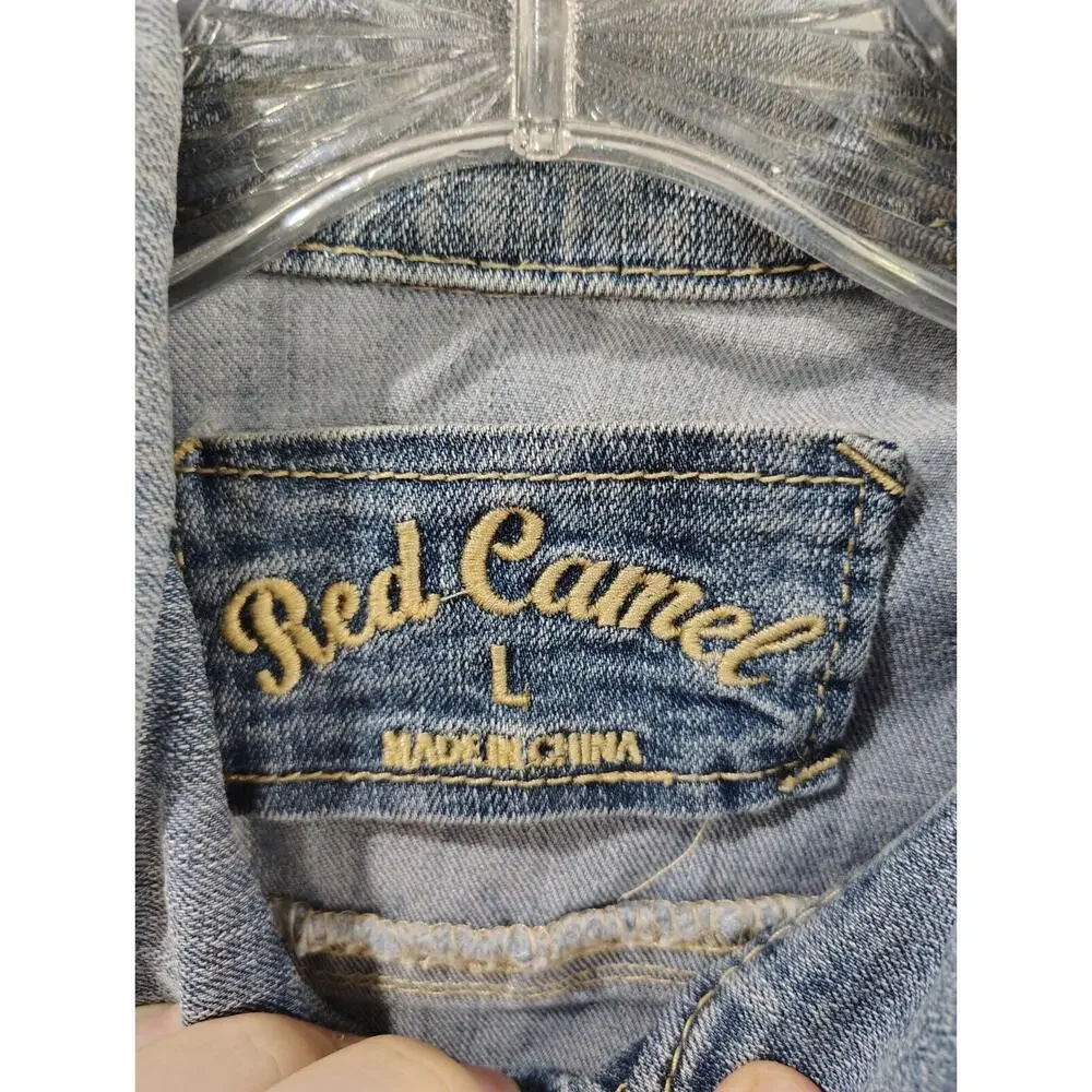 Red Camel Women’s Blue Jean Denim Jacket Size L 90s Retro Western